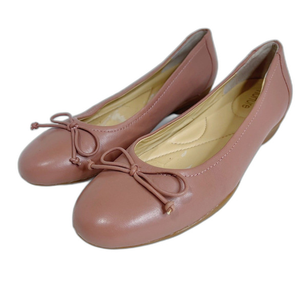 Shoes - Nurture Dusty Rose Pink Leather Ballet Flats Bow Size 7 Balletcore Coquette